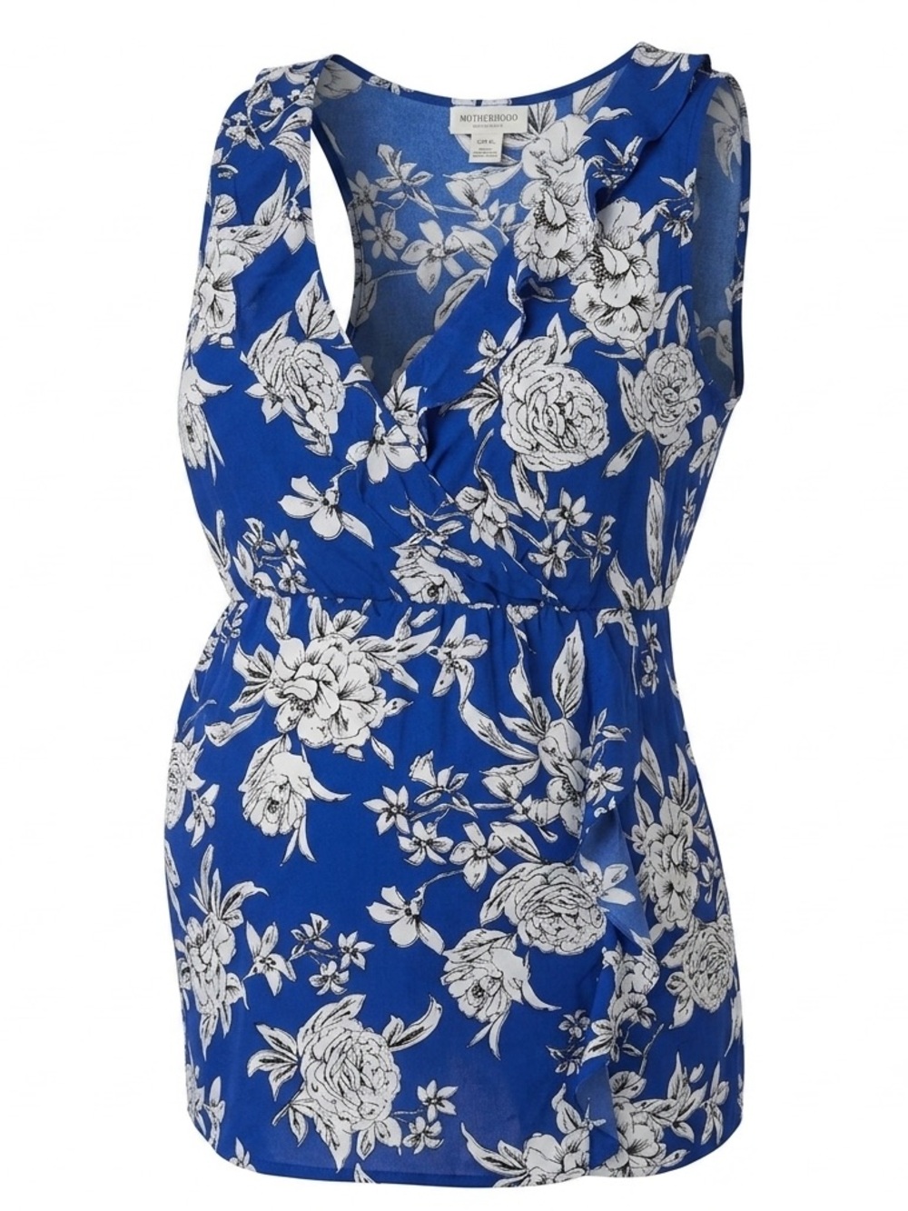 Motherhood Blue and White Floral Sleeveless Tank Style Top size XL